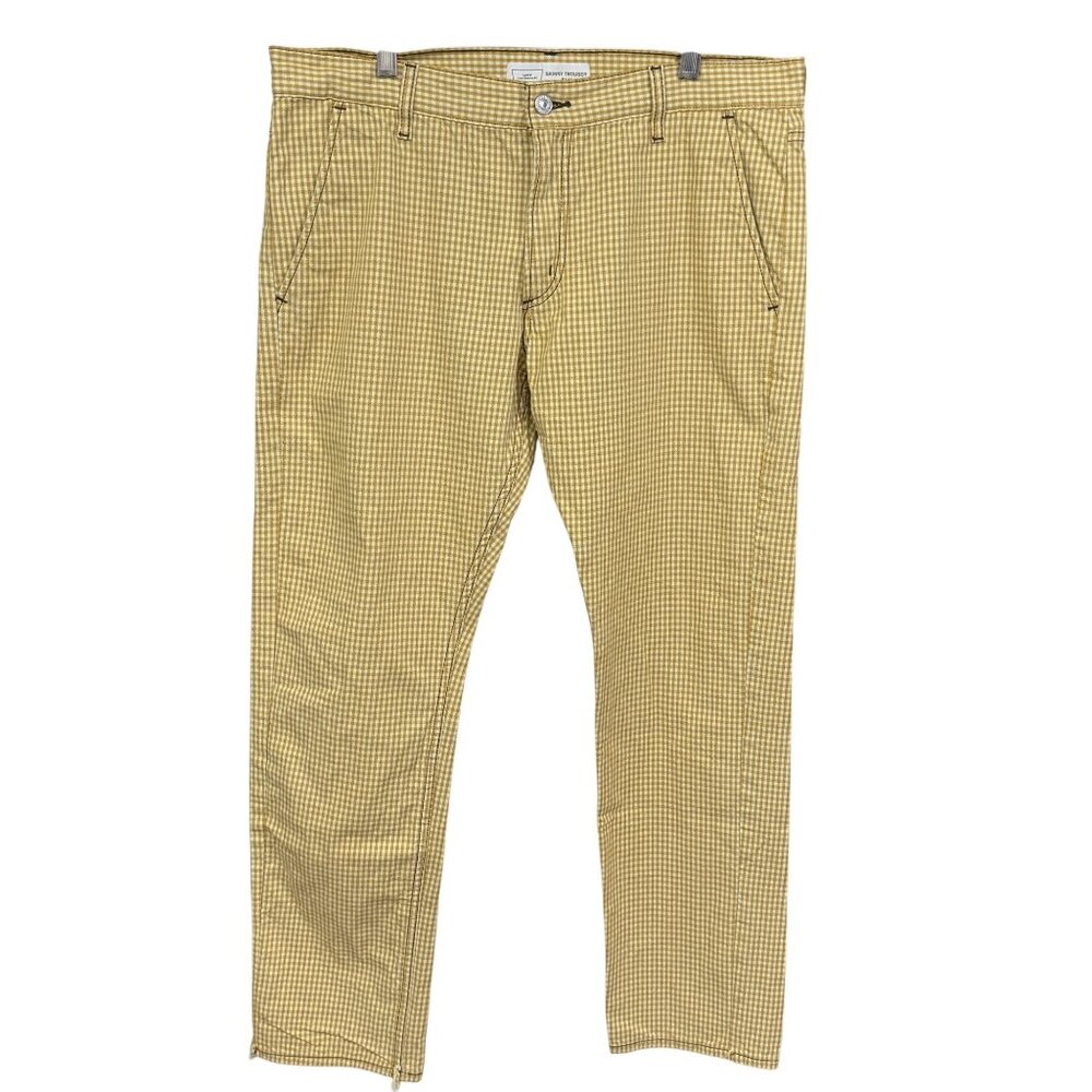 Levis 511 Y2K Skinny Mens Pants W36 L32 Gingham Yellow Cotton